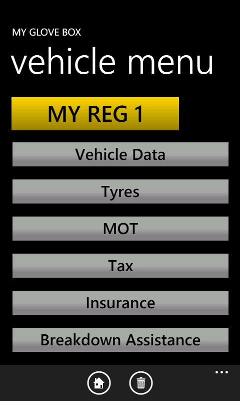 Vehicle Menu slide